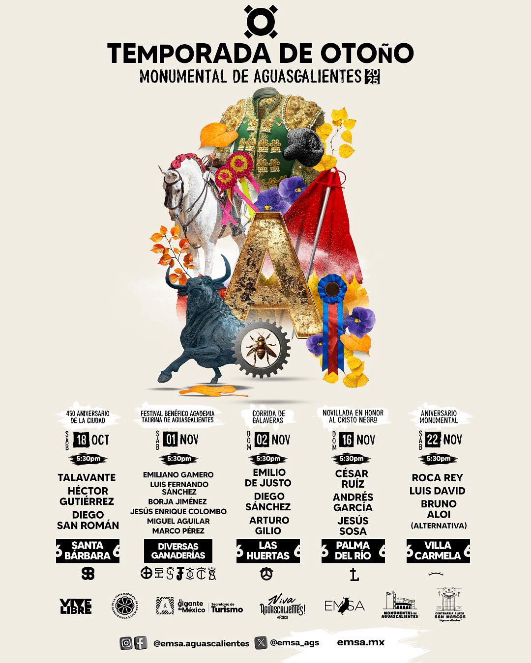 cartel de toros aguascalientes otoño 2025